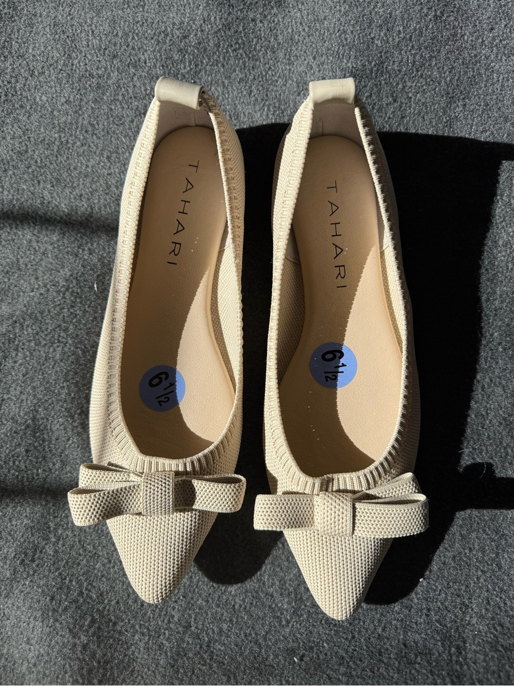 Tahari Athens Bow Pointed-Toe Knit Flats